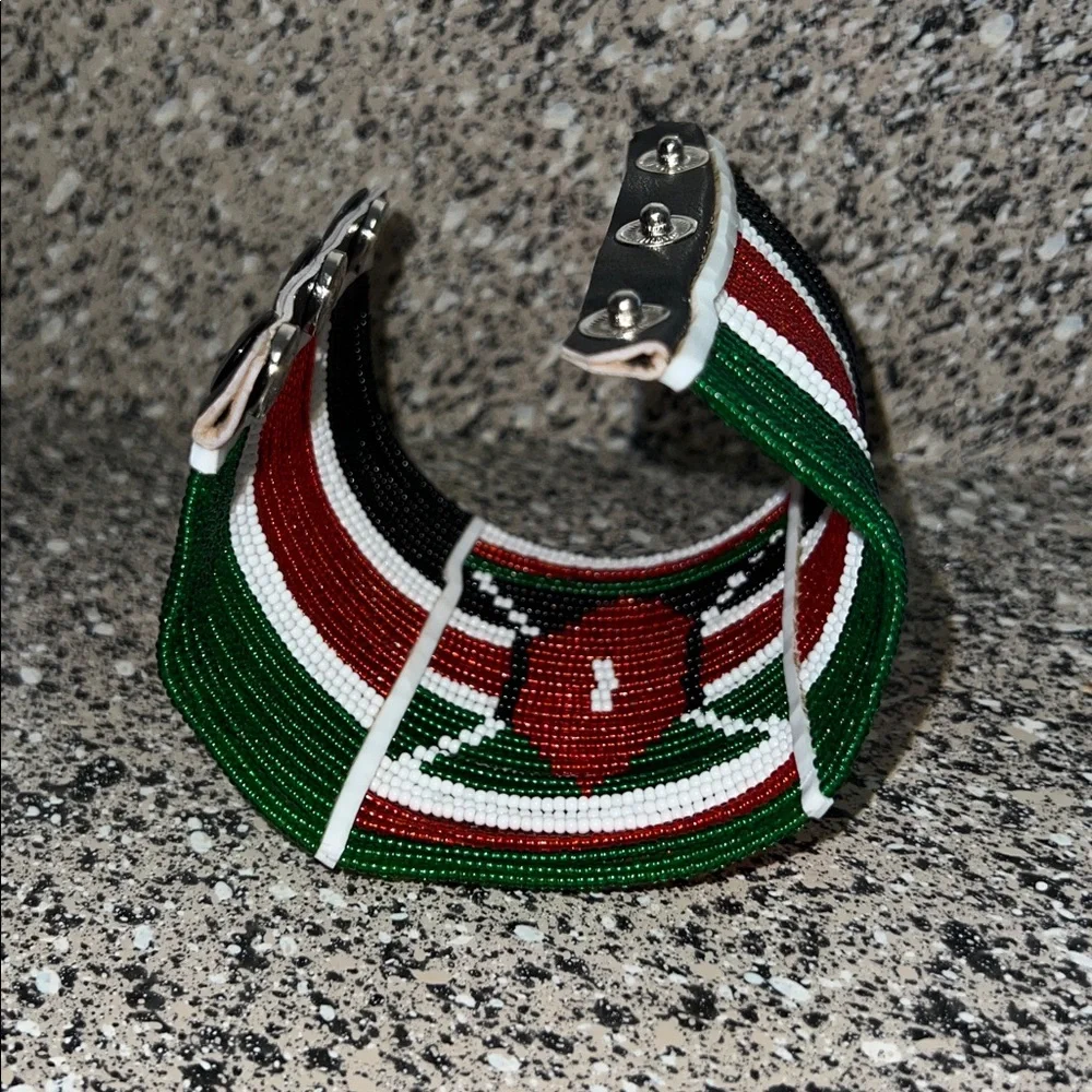 Handcrafted African Beaded Bracelet - Red, Green, Black